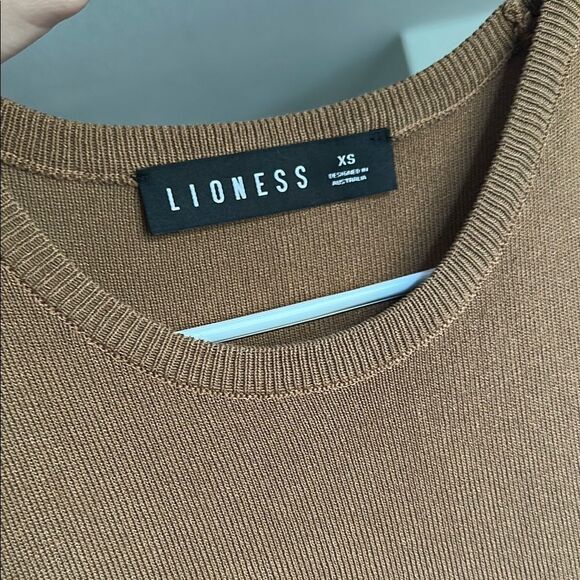 Lioness Tan Military Minds Ruched Ribbed Drawstring Mini Dress - Picture 9 of 9